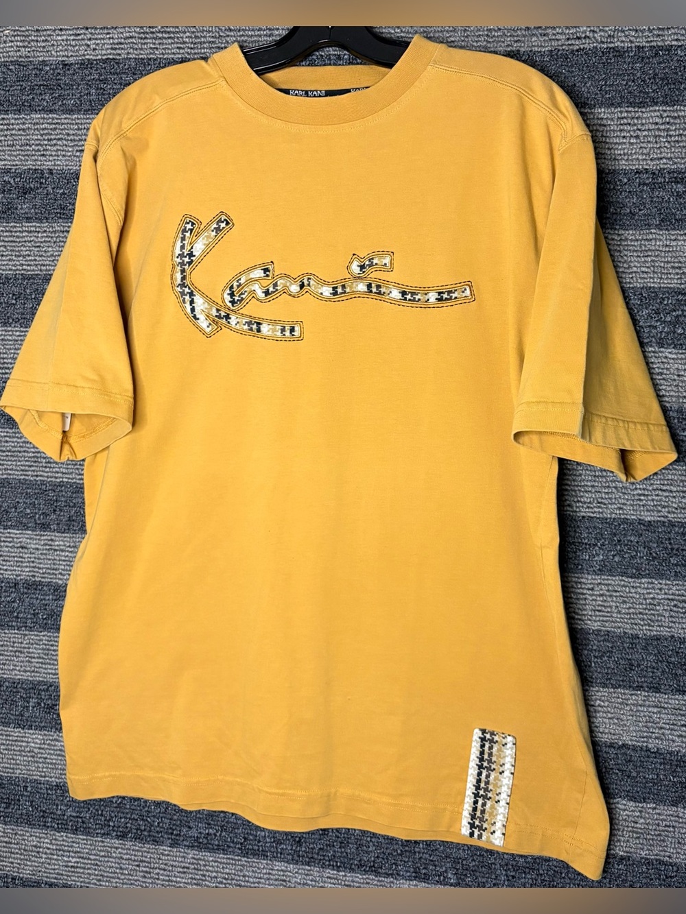 Vintage 90’s Karl Kani Yellow Mustard Oversized Spell Out T-Shirt Medium